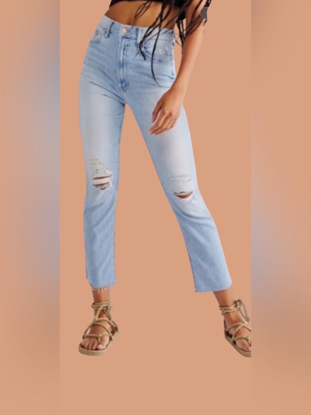 Mother High Waisted Rider Ankle Fray Island Afterhours Jeans Size 24